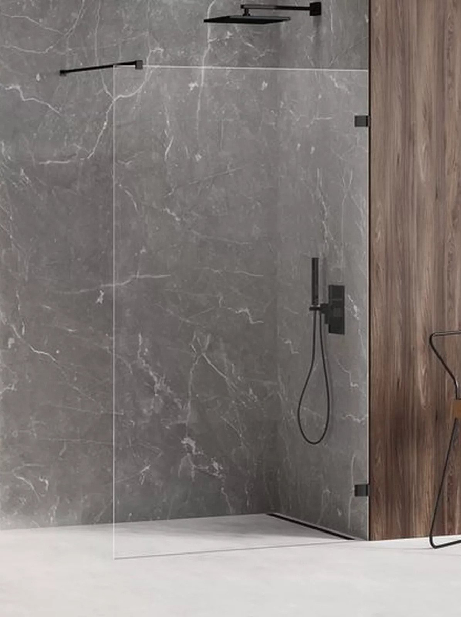 New Trendy Avexa Black Kabina Prysznicowa Walk-In 110x200 cm Szkło Przezroczyste 6 mm (EXK-1628)